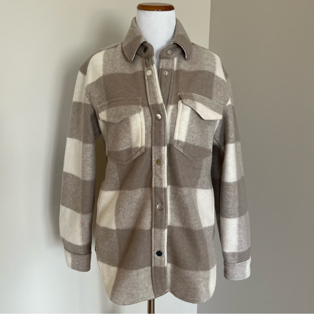 Abercrombie & Fitch Tan Plaid Cozy Shirt Jacket Size XXS